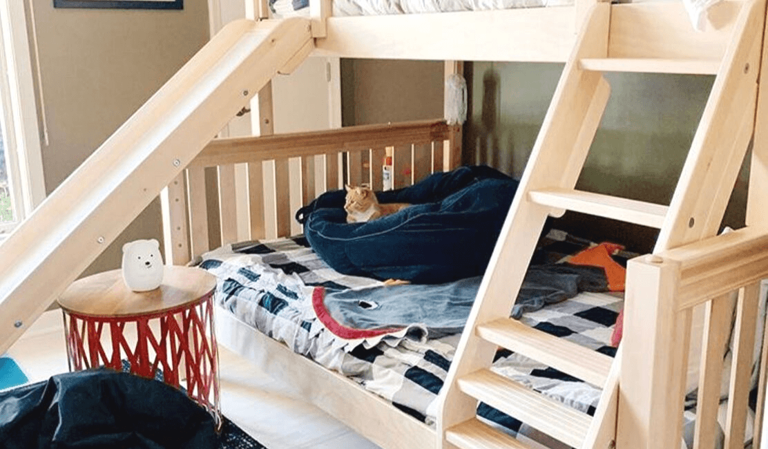 Twin over full discount bed with slide
