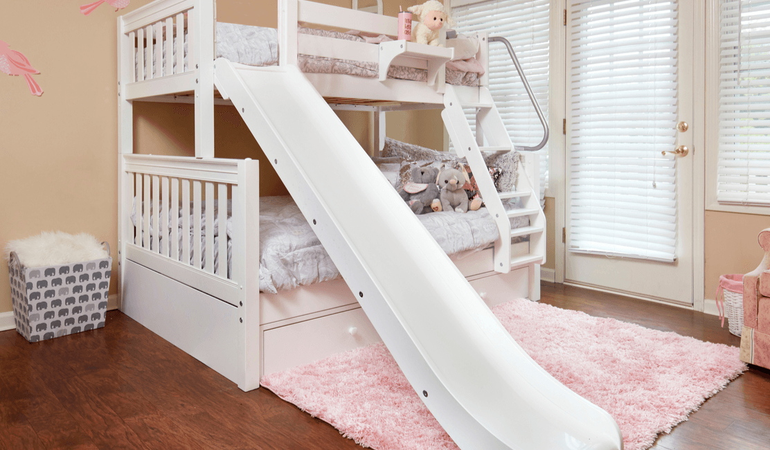 Twin over Full Bunk Beds with Slides - the HOT look for Winter