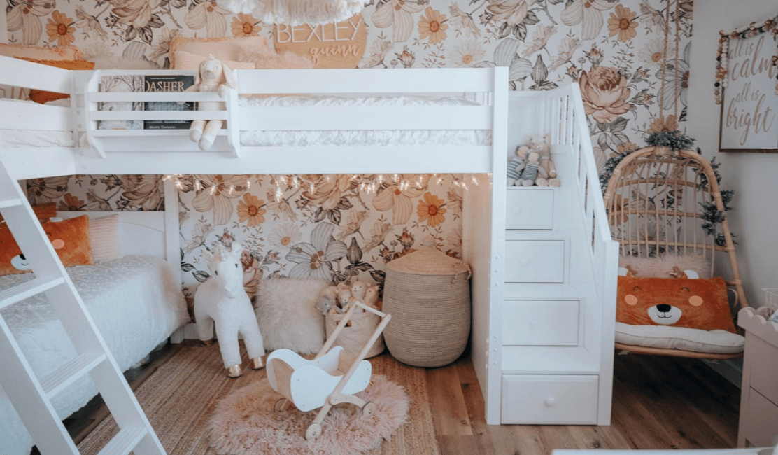 Girls bed with 2024 stairs