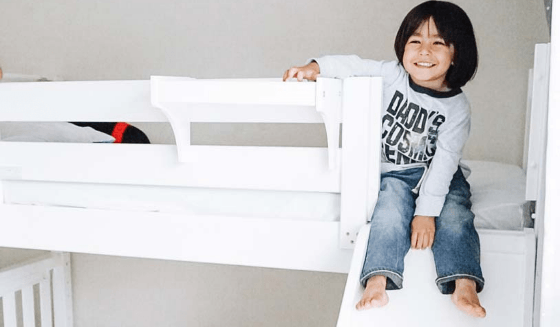 twin bunk beds with slide for boys shared room