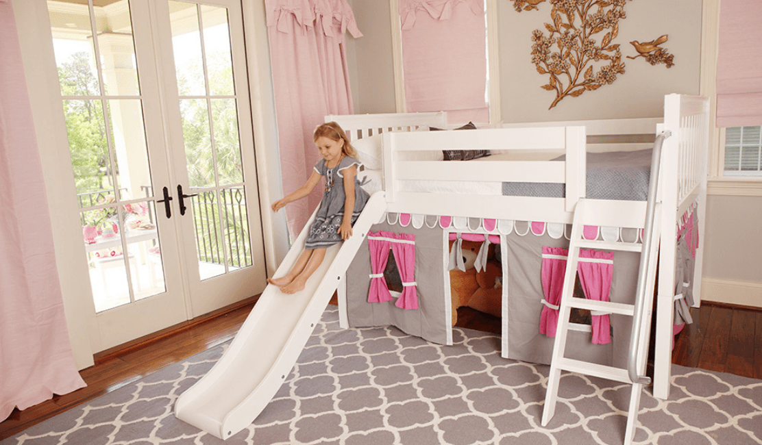 Bunk bed with play top area on top