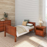 1000 CP : Kids Beds Twin Basic Bed - Low, Panel, Chestnut