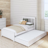 1160 TR WS : Kids Beds Twin Traditional Bed with Trundle, Slat, White