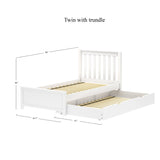 1160 TR WS : Kids Beds Twin Traditional Bed with Trundle, Slat, White