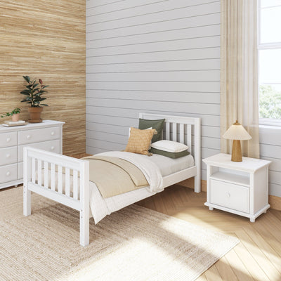 1180 WS : Kids Beds Twin Traditional Bed with Low Bed End, Slat, White