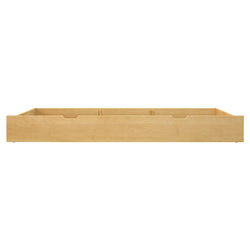 Wooden under-bed storage drawer, ideal for maximizing bedroom space and organizing items efficiently.