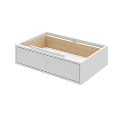 White wooden drawer box with natural wood finish interior, ideal for home storage solutions.