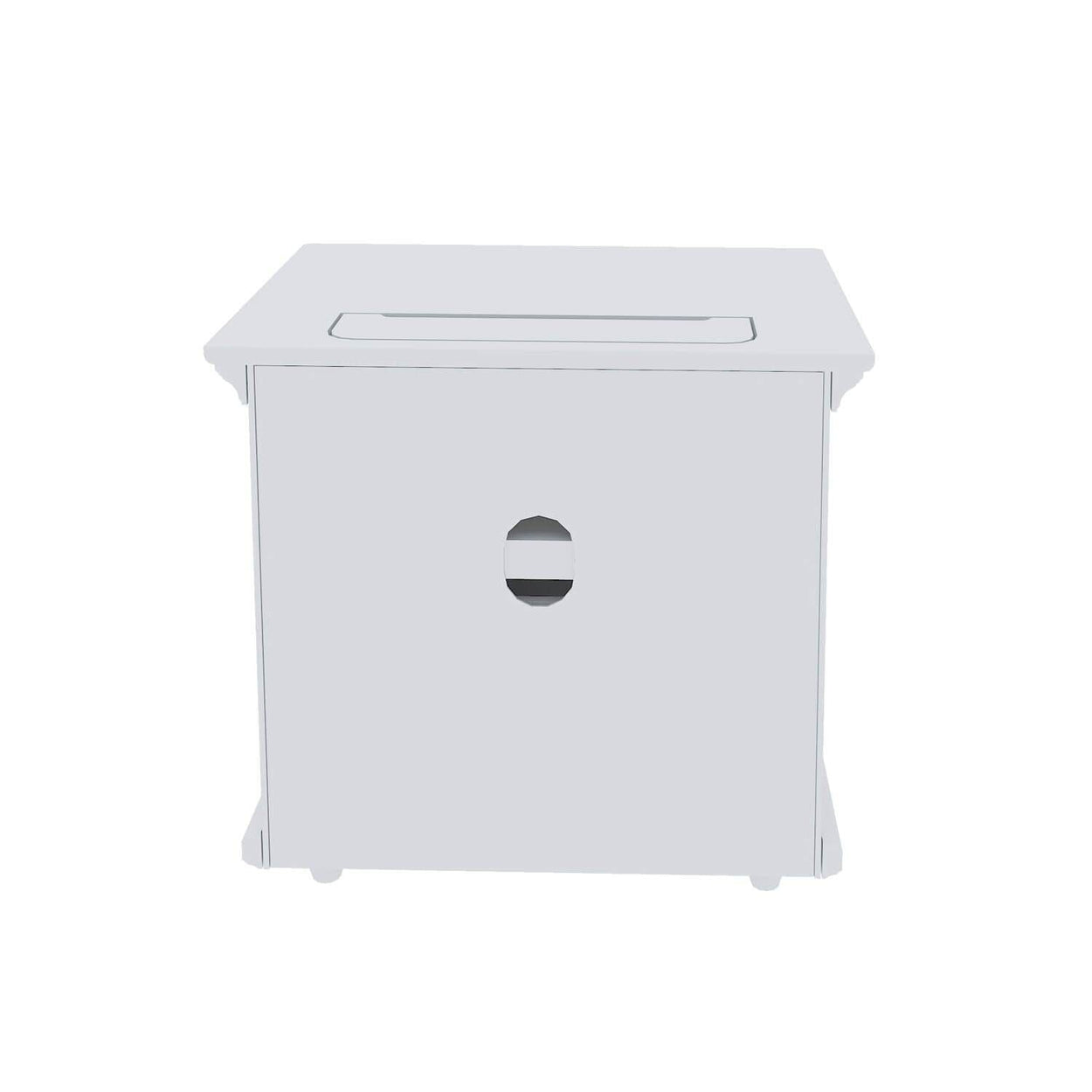 White modular storage box with handle and lid for home organization.