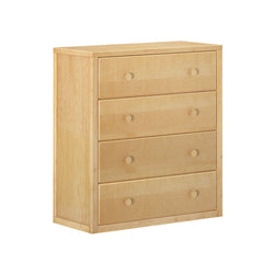 Wooden four-drawer chest dresser with natural finish stylish storage furniture.