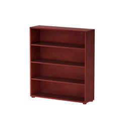 Wooden bookcase with four shelves, ideal for home or office storage solutions.
