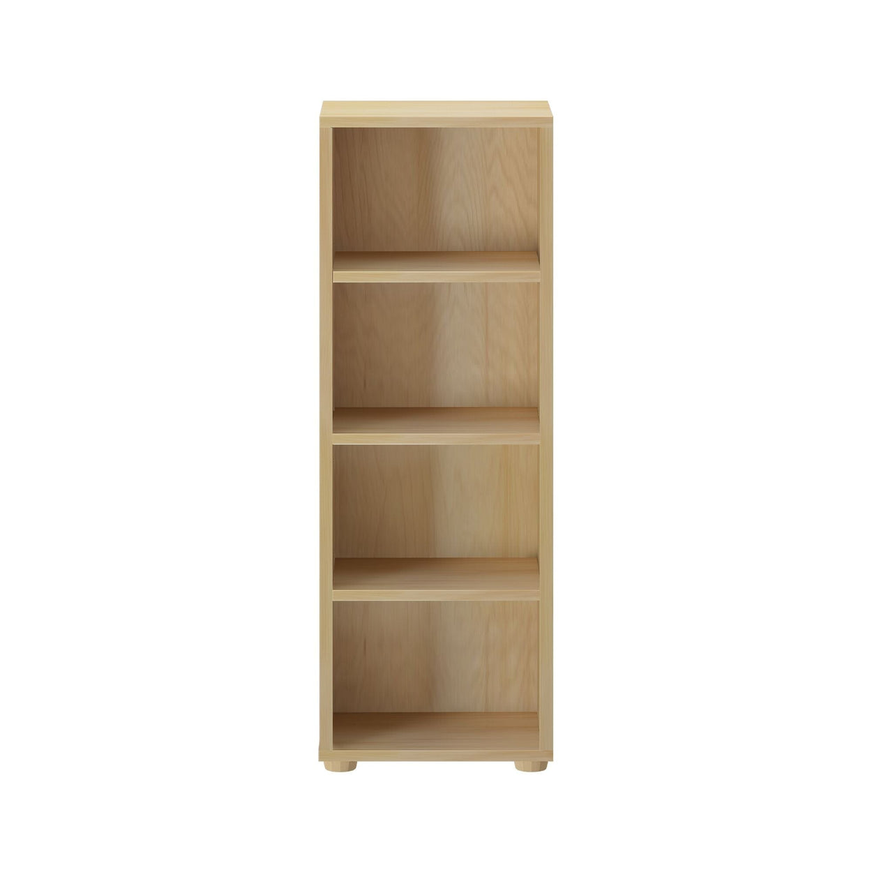 Wooden bookshelf with four shelves, perfect for home office or library organization.