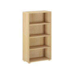 Wooden bookshelf with four shelves for home or office organization.