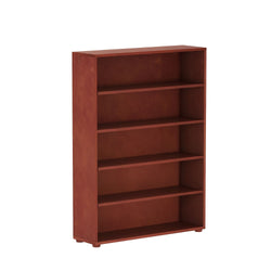 Solid wood bookcase with five spacious shelves for home or office storage.