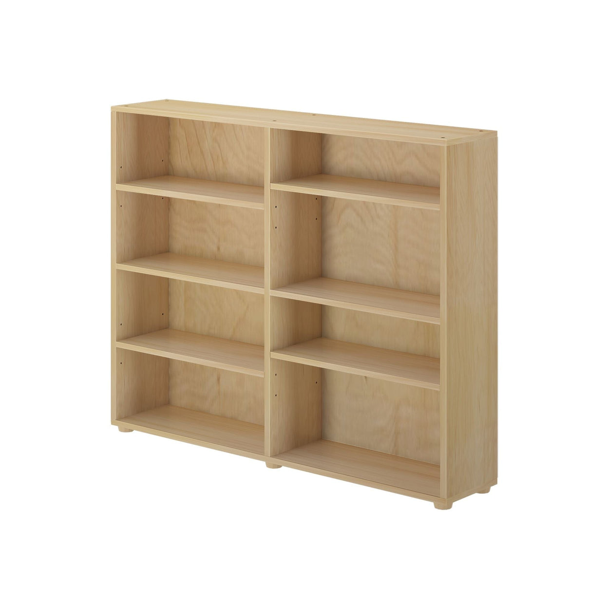 Wooden six-shelf bookcase with adjustable shelves for home or office organization.