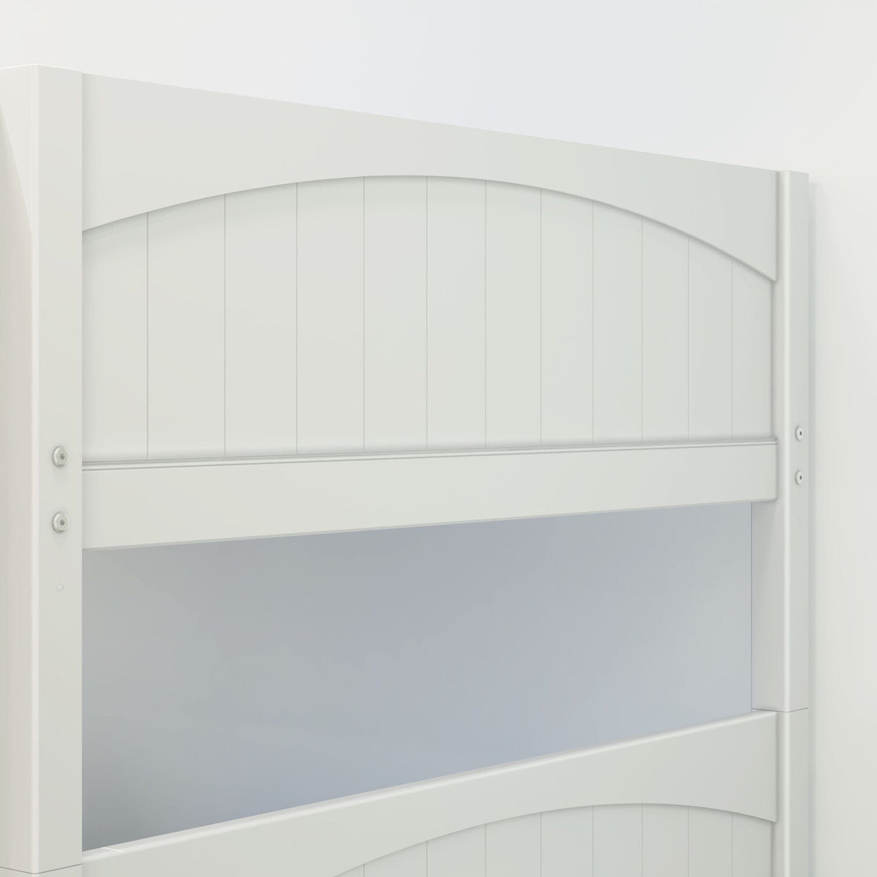 White vinyl privacy fence panel with decorative arched design for outdoor use.