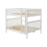 CLUNK XL WS : Classic Bunk Beds Queen High Bunk Bed with Straight Ladder on Front, Slat, White