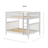 CLUNK XL WS : Classic Bunk Beds Queen High Bunk Bed with Straight Ladder on Front, Slat, White