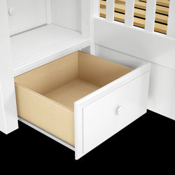 White wooden drawer with open storage space, perfect for organizing home essentials.