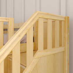 Wooden bunk bed railing with light wood finish, ideal for safe and stylish children's bedroom furniture.
