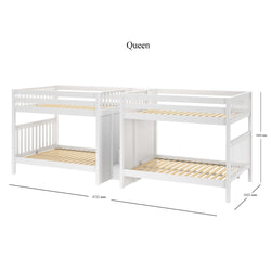 Queen-size white wooden bunk bed with dimensions: 4722 mm length, 1622 mm width, 1800 mm height.
