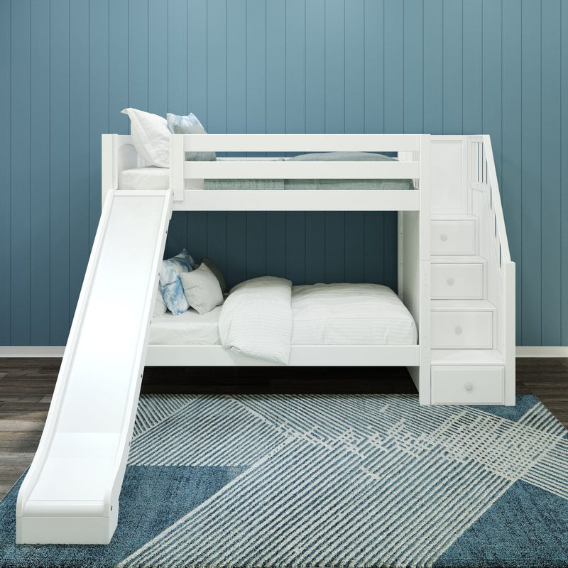 Classic Twin XL Bunk Bed with Slide and Stairs