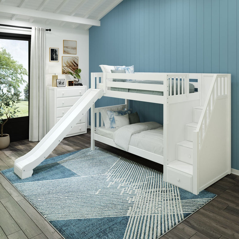 Classic Twin XL Bunk Bed with Slide and Stairs