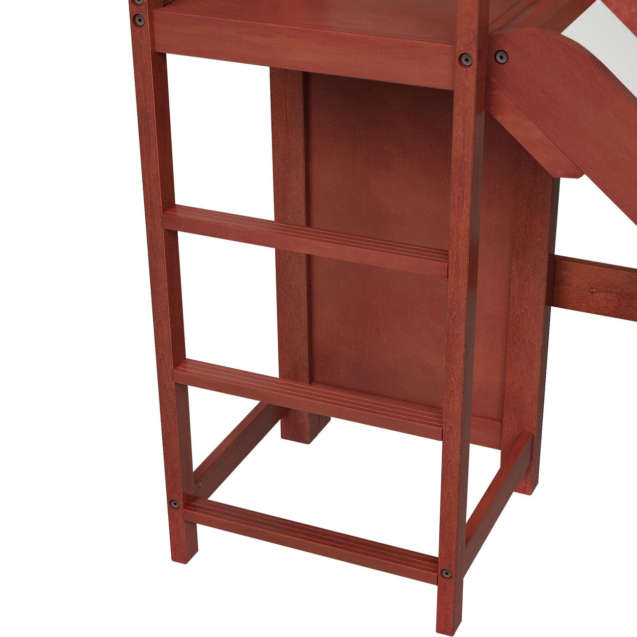Wooden bunk bed ladder in cherry finish with reinforced steps and secure design.