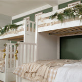 GALAXY XL WS : Multiple Bunk Beds High Twin XL over Queen Quadruple Bunk Bed with Stairs, Slat, White