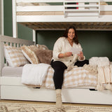 GALAXY XL WS : Multiple Bunk Beds High Twin XL over Queen Quadruple Bunk Bed with Stairs, Slat, White
