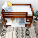 GETIT XL CS : Classic Bunk Beds Twin XL Medium Bunk Bed with Straight Ladder on Front, Slat, Chestnut