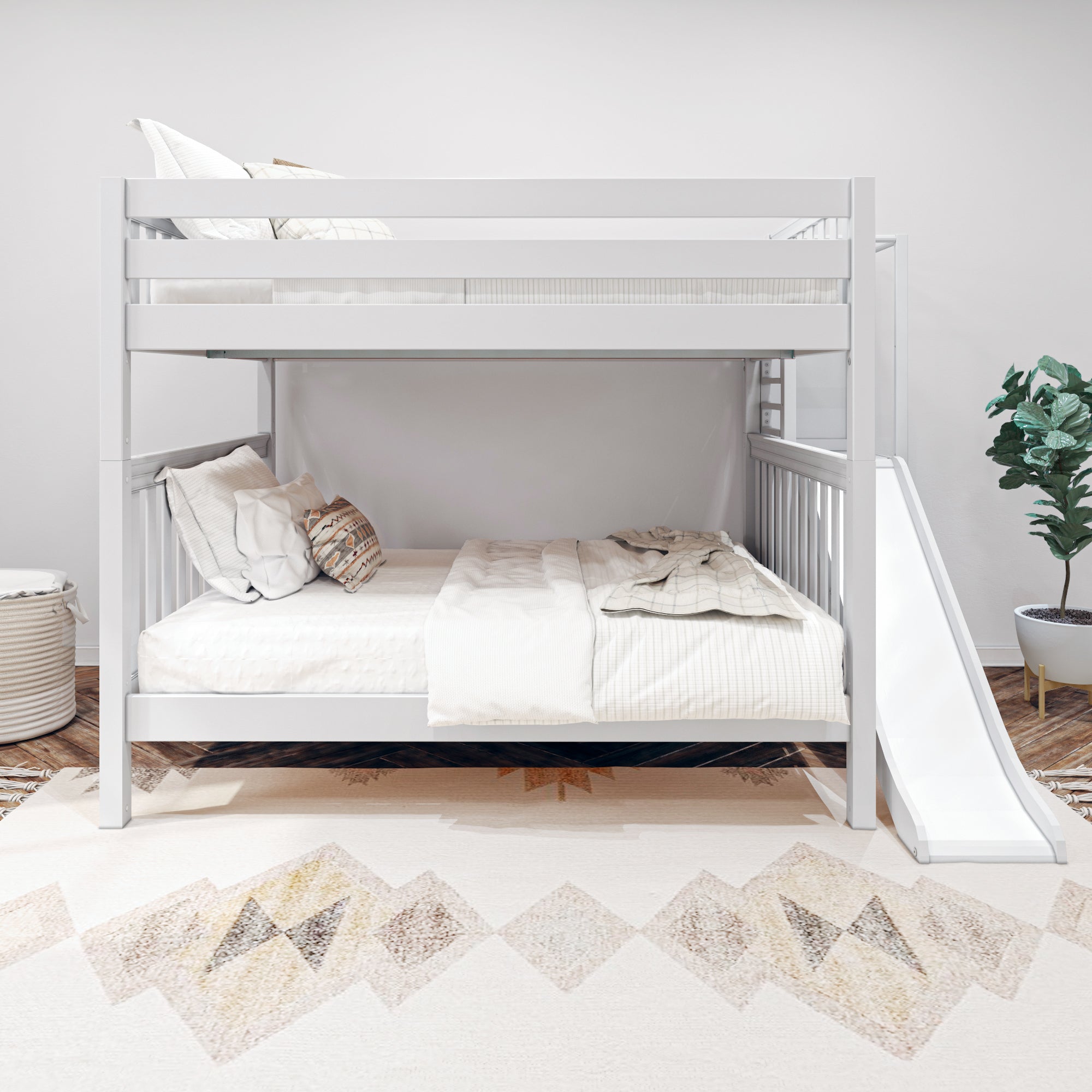 Twin over queen bunk bed with slide hotsell