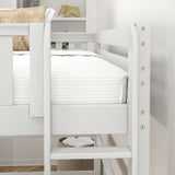 HEAVY XL WS : Standard Loft Beds Queen High Loft Bed with Straight Ladder on End, Slat, White