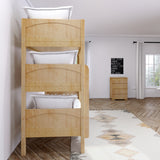 HOLY NP : Multiple Bunk Beds Triple Twin Bunk Bed with Straight Ladders on Front, Panel, Natural