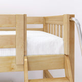 HOTHOT NS : Classic Bunk Beds Twin Low Bunk Bed with Angled Ladder on Front, Slat, Natural