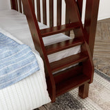 LAVISH XL TR CS : Staggered Bunk Beds Twin XL over Queen High Bunk Bed with Angled Ladder and Trundle Bed, Slat, Chestnut