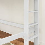 MACK WS : Standard Loft Beds Twin Mid Loft Bed with Straight Ladder on End, Slat, White