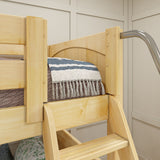 MIDDLE NP : Multiple Bunk Beds Full Medium Corner Bunk Bed with Ladder + Stairs - L, Panel, Natural