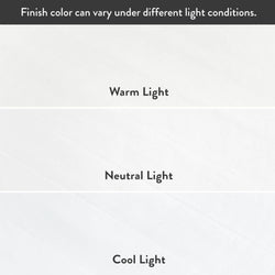 Image illustrating how finish color varies under warm, neutral, and cool light conditions.