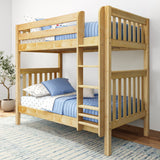 TALL NS : Classic Bunk Beds Twin High Bunk Bed with Straight Ladder on Front, Slat, Natural