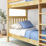 TALL NS : Classic Bunk Beds Twin High Bunk Bed with Straight Ladder on Front, Slat, Natural