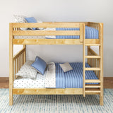 TALL NS : Classic Bunk Beds Twin High Bunk Bed with Straight Ladder on Front, Slat, Natural