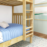 TALL NS : Classic Bunk Beds Twin High Bunk Bed with Straight Ladder on Front, Slat, Natural