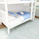 TALL WS : Classic Bunk Beds Twin High Bunk Bed with Straight Ladder on Front, Slat, White