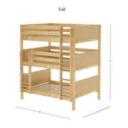 Full-size natural wood bunk bed with ladder, dimensions 80 inches by 61.5 inches by 92 inches.