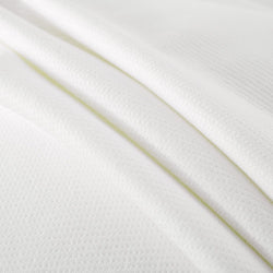 Soft white fabric with textured pattern, ideal for bedding or apparel design.