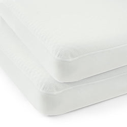Two stacked white memory foam mattresses on a white background, ideal for comfortable sleep and bedroom decor.