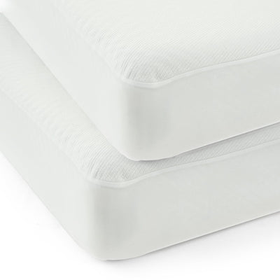 Stack of two white memory foam mattresses with breathable fabric covers.