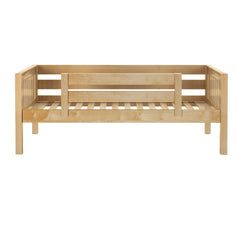 Wooden daybed with natural finish, ideal for small spaces and modern home decor.