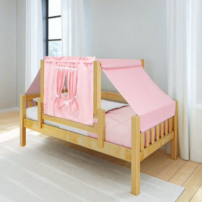 YO23 NS : Kids Beds Twin Toddler Bed with Tent, Slat, Natural