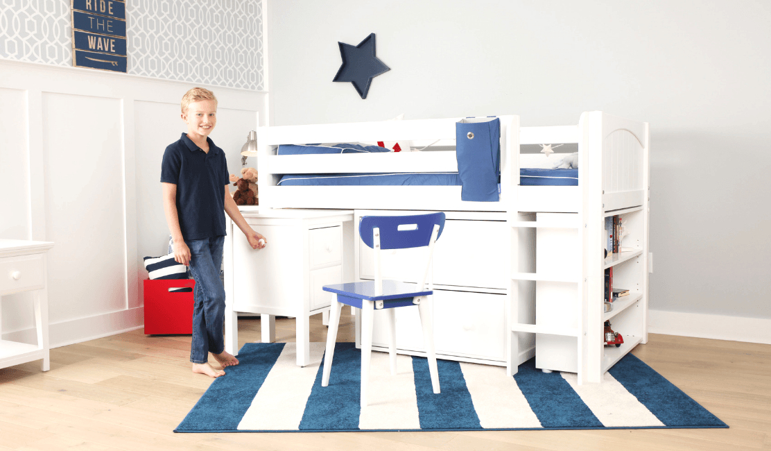 Making Space in a Small Kid s Room The Box Low Loft with Desk